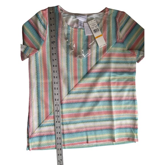 Alfred Dunner Isle Of Capri Striped Knit Top With Necklace S Multicolor - Picture 8 of 8